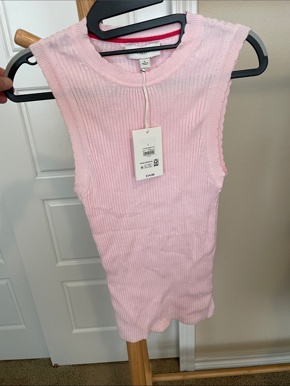 Light Pink Ribbed Sleeveless Tank Top